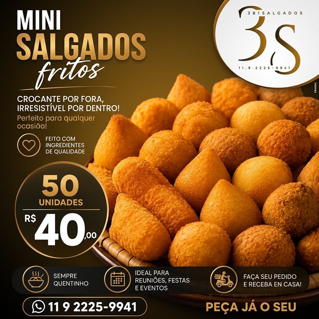 Mini Salgados 3S salgados churros congeladas para festas