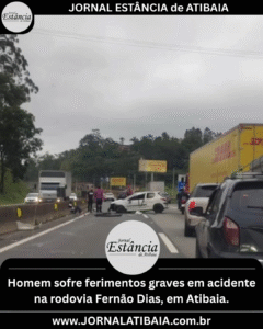 Homem sofre ferimentos graves em acidente na rodovia Fernão Dias, em Atibaia.