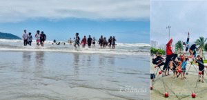 Alunos da Rede Municipal de Atibaia na praia de Santos