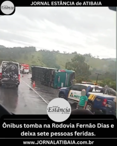Ônibus tomba na Rodovia Fernão Dias
