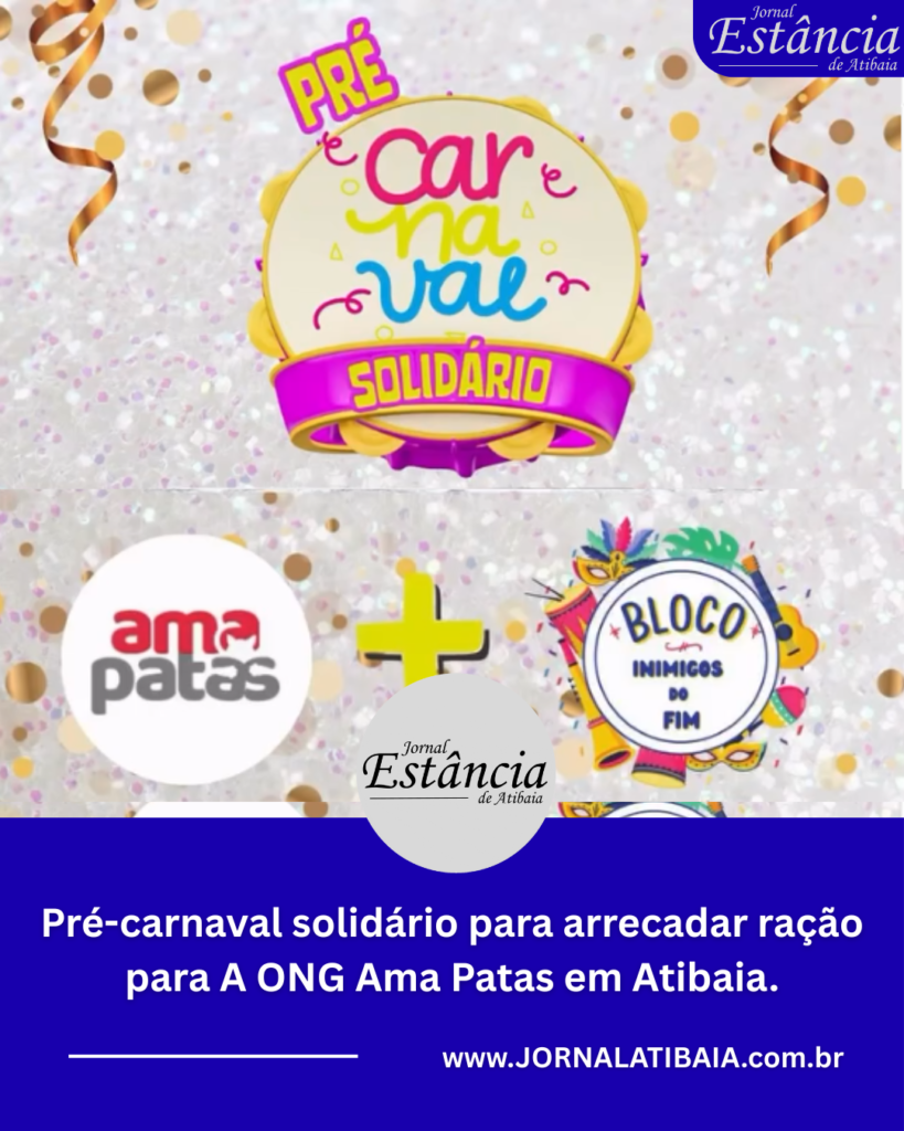 Pré-carnaval solidário para arrecadar ração para A ONG Ama Patas em Atibaia.
