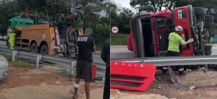 Tombamento de carreta na Fernão Dias