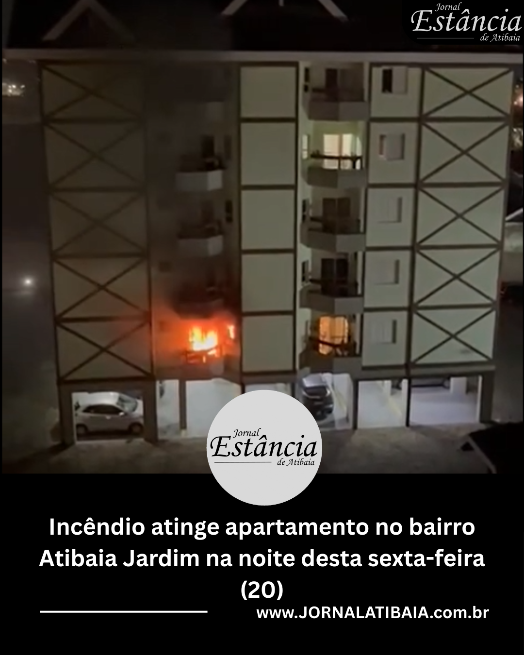 Incêndio atinge apartamento no bairro Atibaia Jardim na noite desta sexta-feira (20)