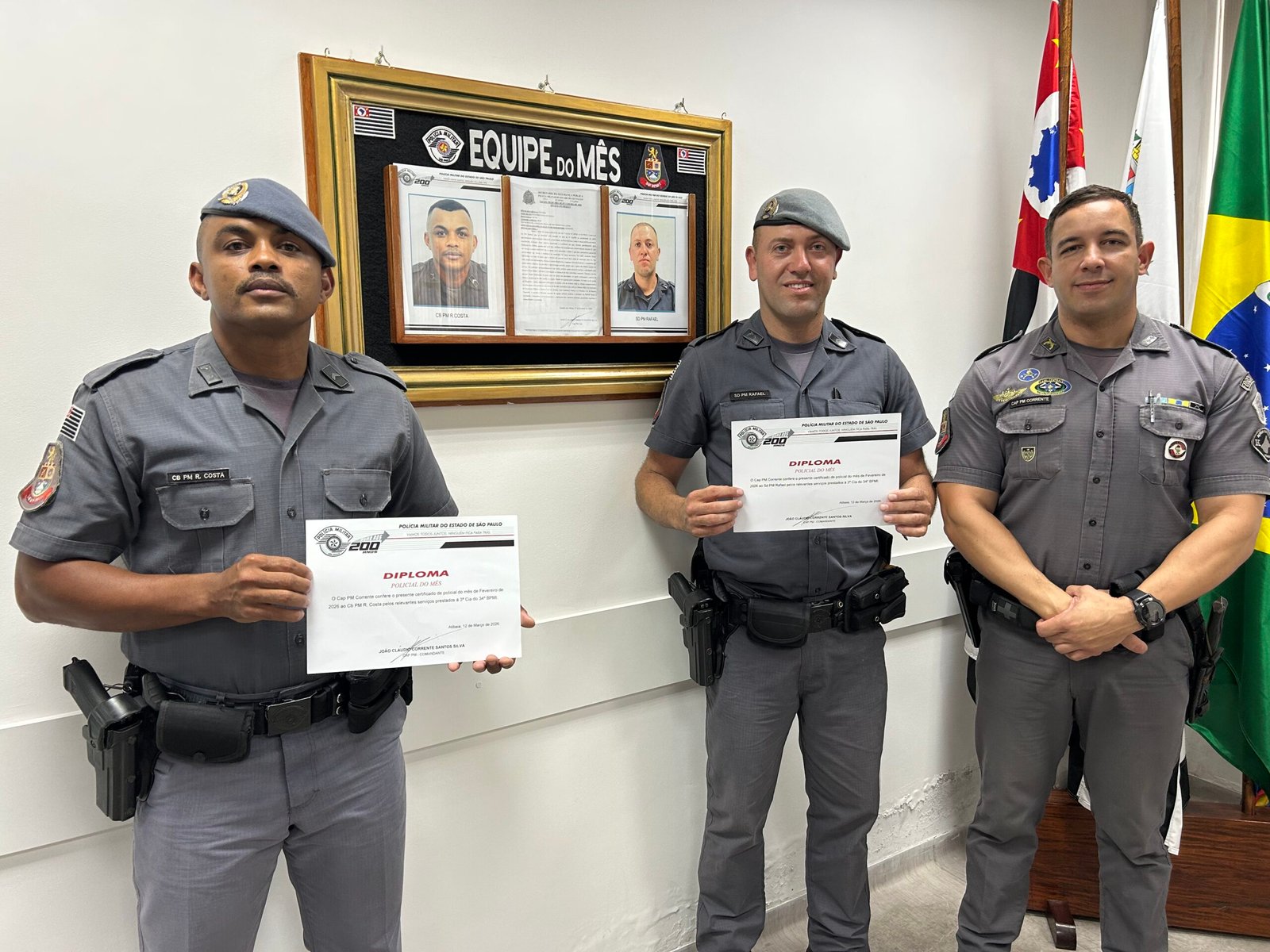 PM do Mês em Atibaia, Cabo R. Costa e o soldado Rafael