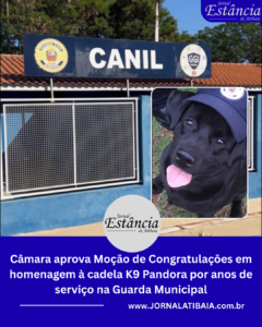 vereador Lucas Cardoso, cadela K9 Pandora