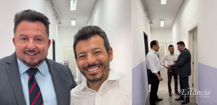 Delegado seccional Sandro Montanari e o prefeito Daniel Martini