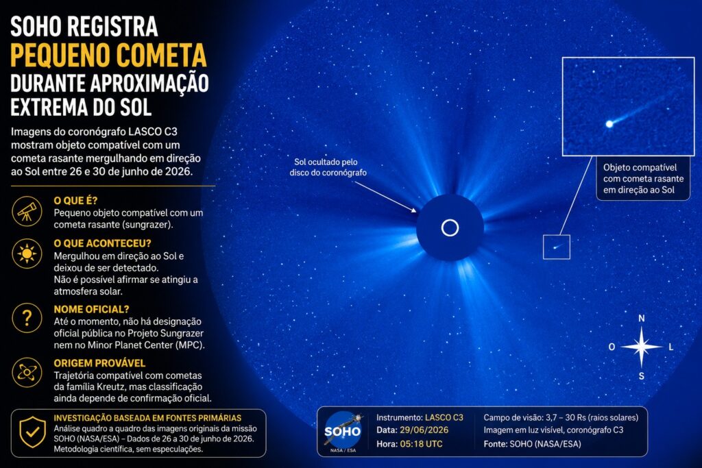 SOHO registra pequeno cometa durante aproximação extrema do Sol, Prof. Dr. Marcos Calil