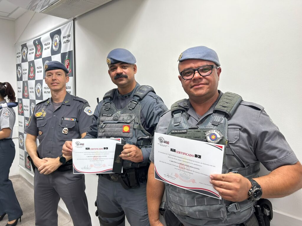 Tenente-Coronel PM Busato, Patrick da Silva Xavier e Claudinei Gomes dos Santos