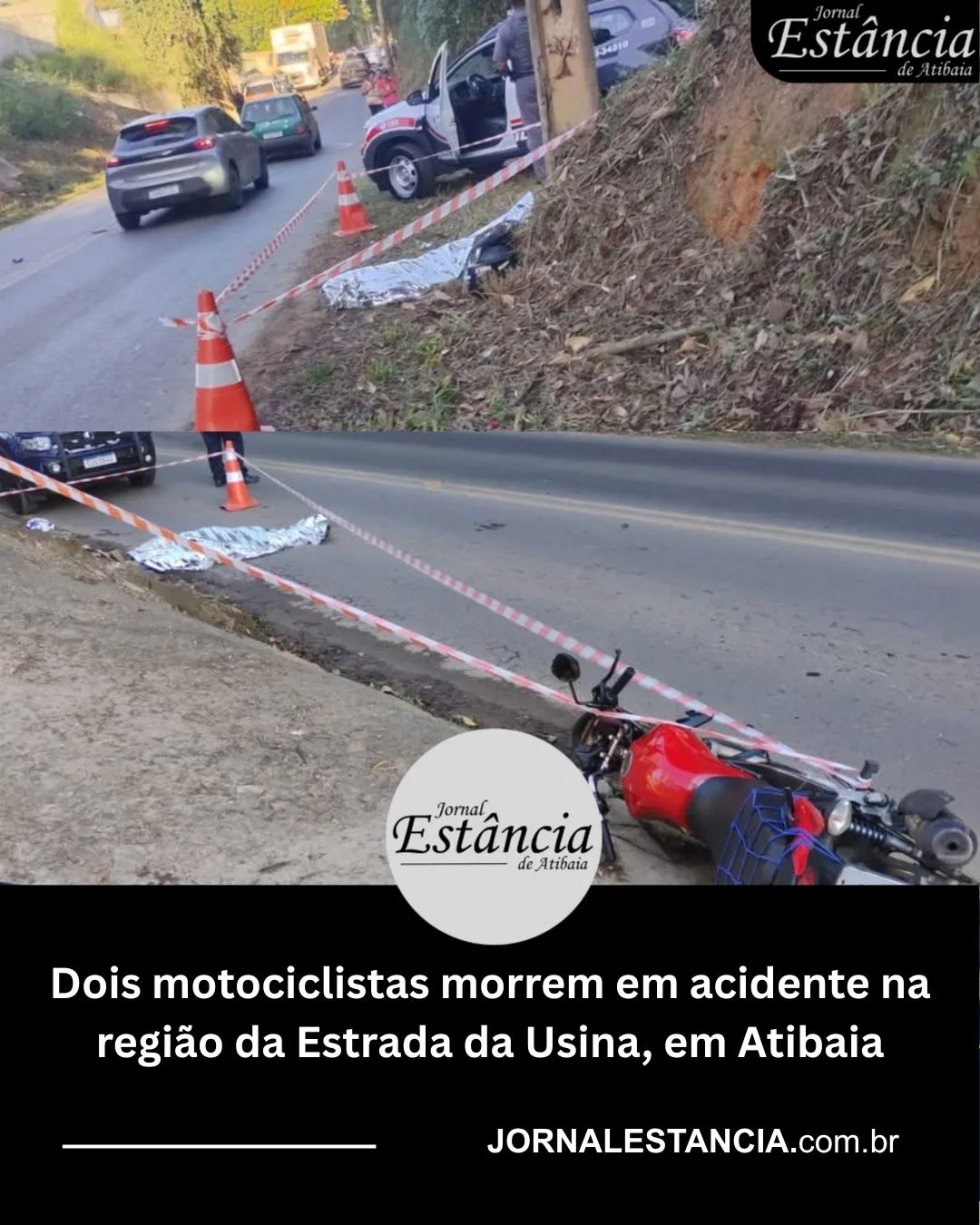 Dois motociclistas morrem em acidente na região da Estrada da Usina, em Atibaia
