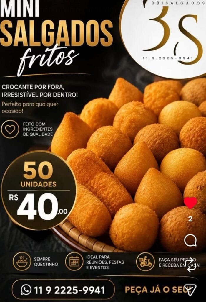 Mini Salgados 3S oferece salgados, churros e opções congeladas para festas