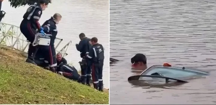 Homem de 52 anos morre após carro cair no Lago do Taboão, em Bragança Paulista