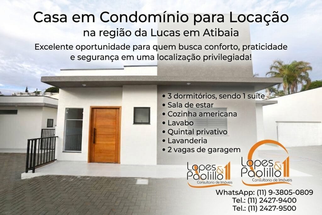 Casa em condomínio para locação em Atibaia