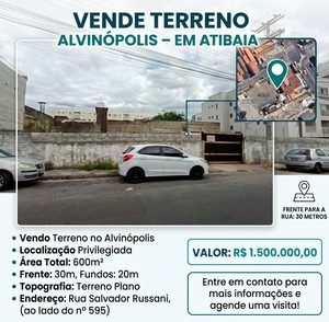 Vende-se terreno no bairro Alvinópolis, em Atibaia
